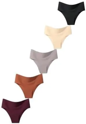 5-Pack Women's Seamless High-Waist Bikini Briefs - Solid Colors, Comfortable Minimalist Design