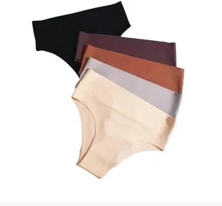 5-Pack Women's Seamless High-Waist Bikini Briefs - Solid Colors, Comfortable Minimalist Design