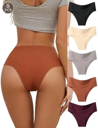 5-Pack Women's Seamless High-Waist Bikini Briefs - Solid Colors, Comfortable Minimalist Design