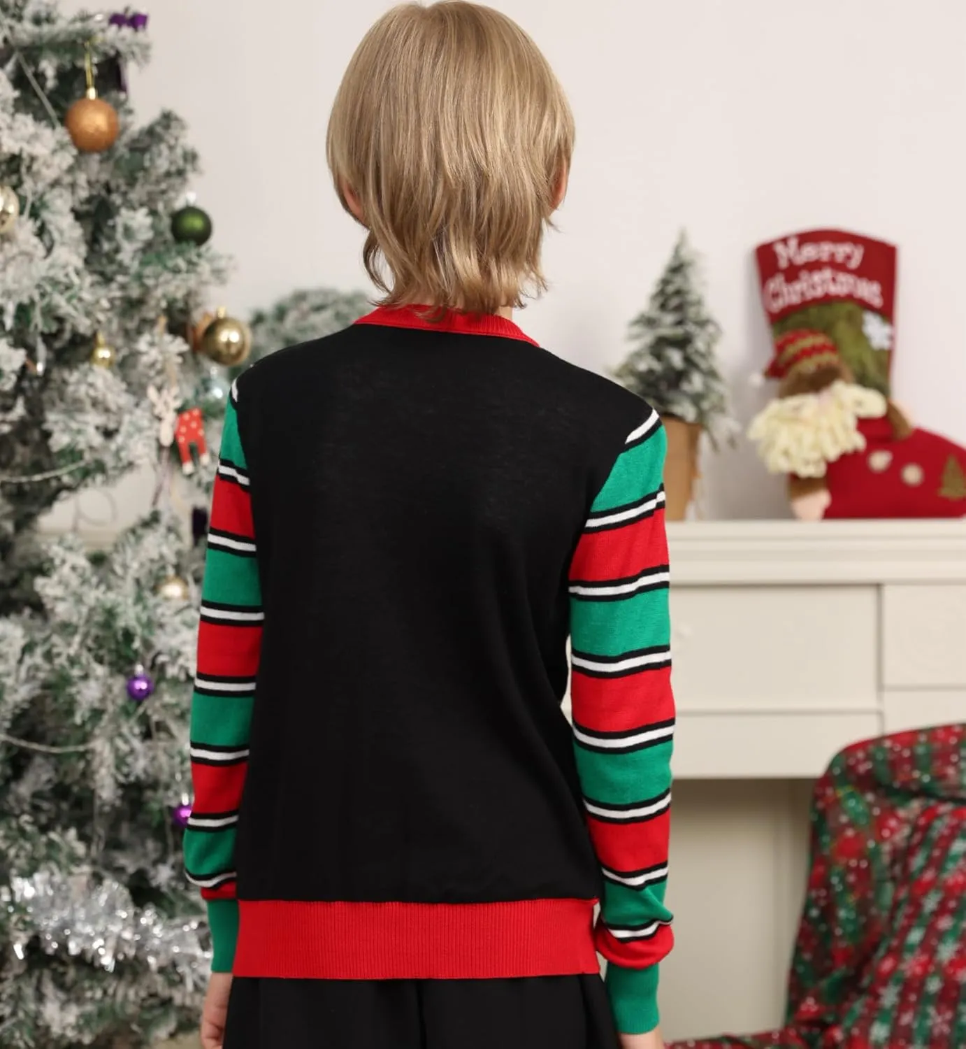 Ahegao Kids Ugly Christmas Sweater Xman Graphic Sweatshirts LED Light Up Knitted Pullover for 7-14Y