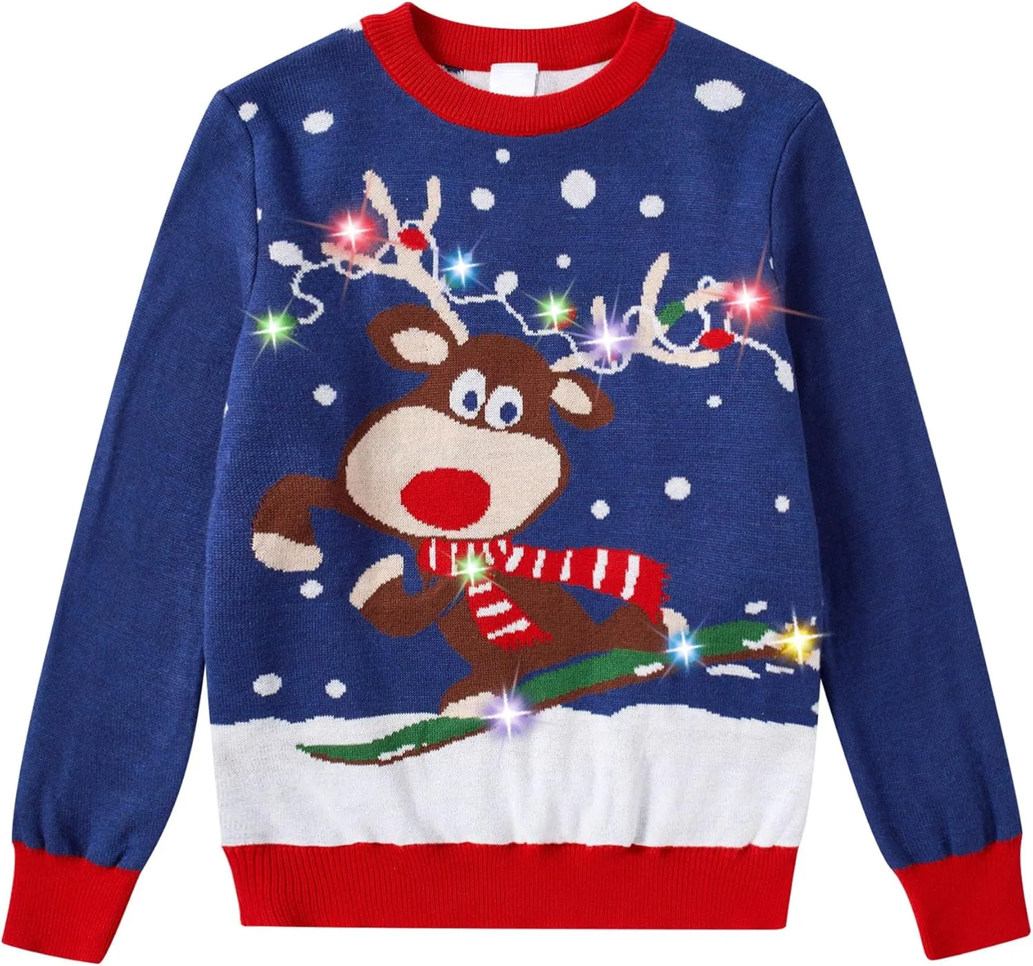 Ahegao Kids Ugly Christmas Sweater Xman Graphic Sweatshirts LED Light Up Knitted Pullover for 7-14Y