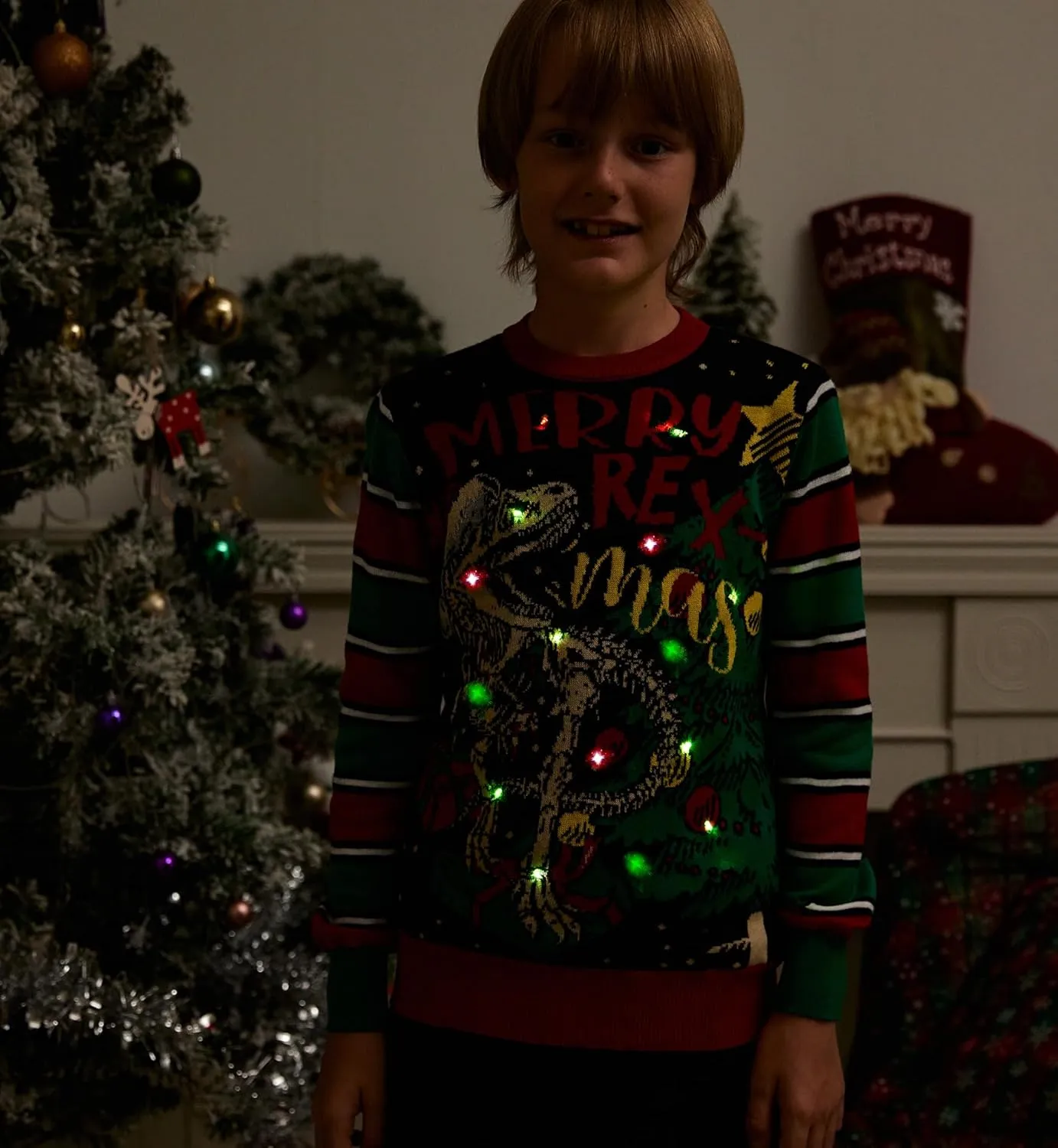 Ahegao Kids Ugly Christmas Sweater Xman Graphic Sweatshirts LED Light Up Knitted Pullover for 7-14Y