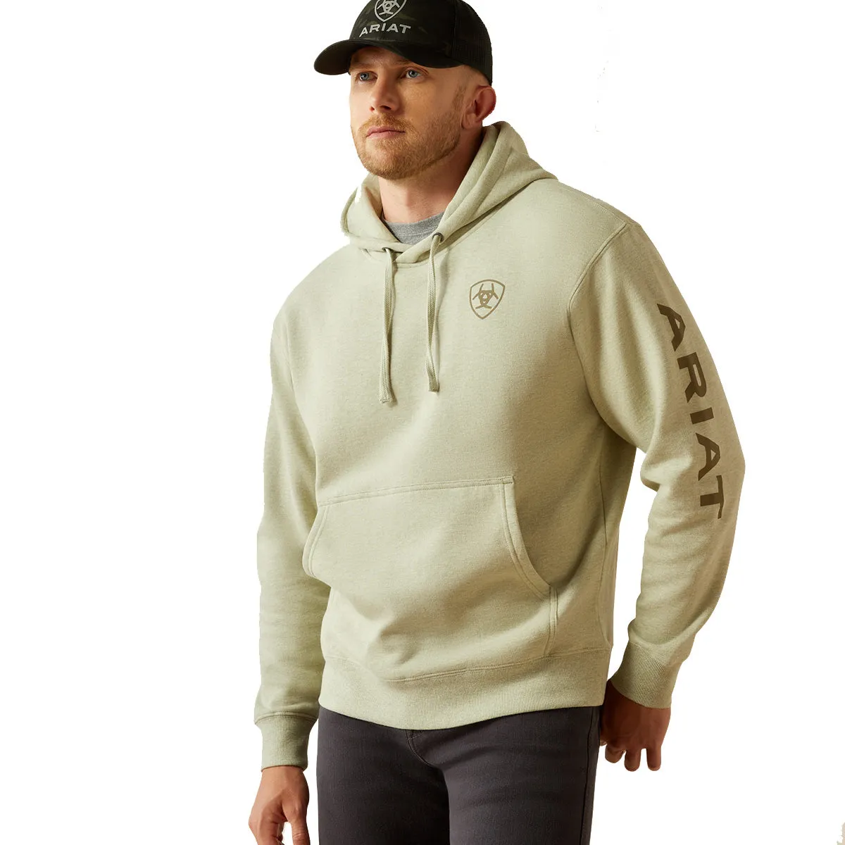 Ariat Logo Mens Hoodie - Sage Heather