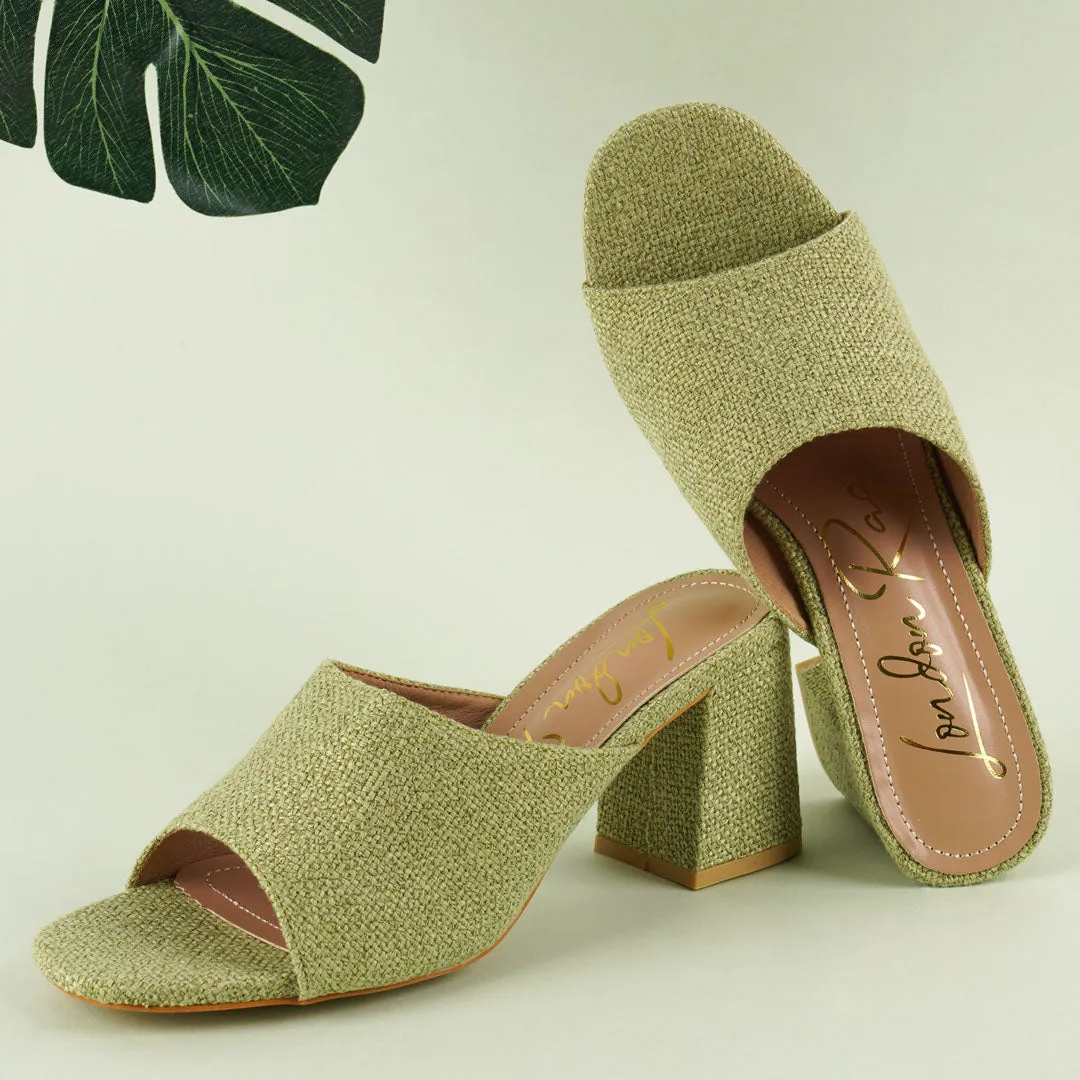 Block Heel Slip On Sandals