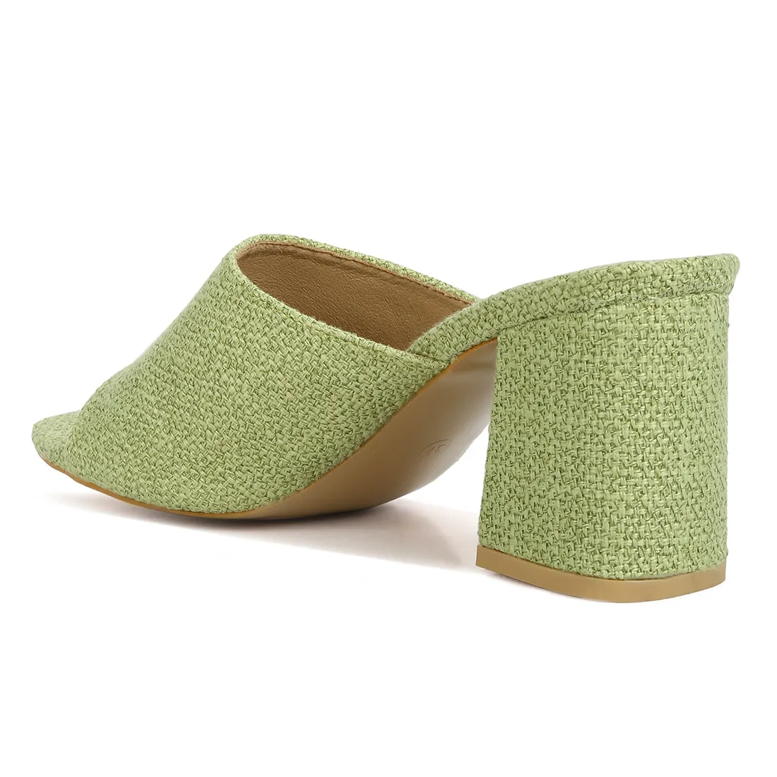 Block Heel Slip On Sandals
