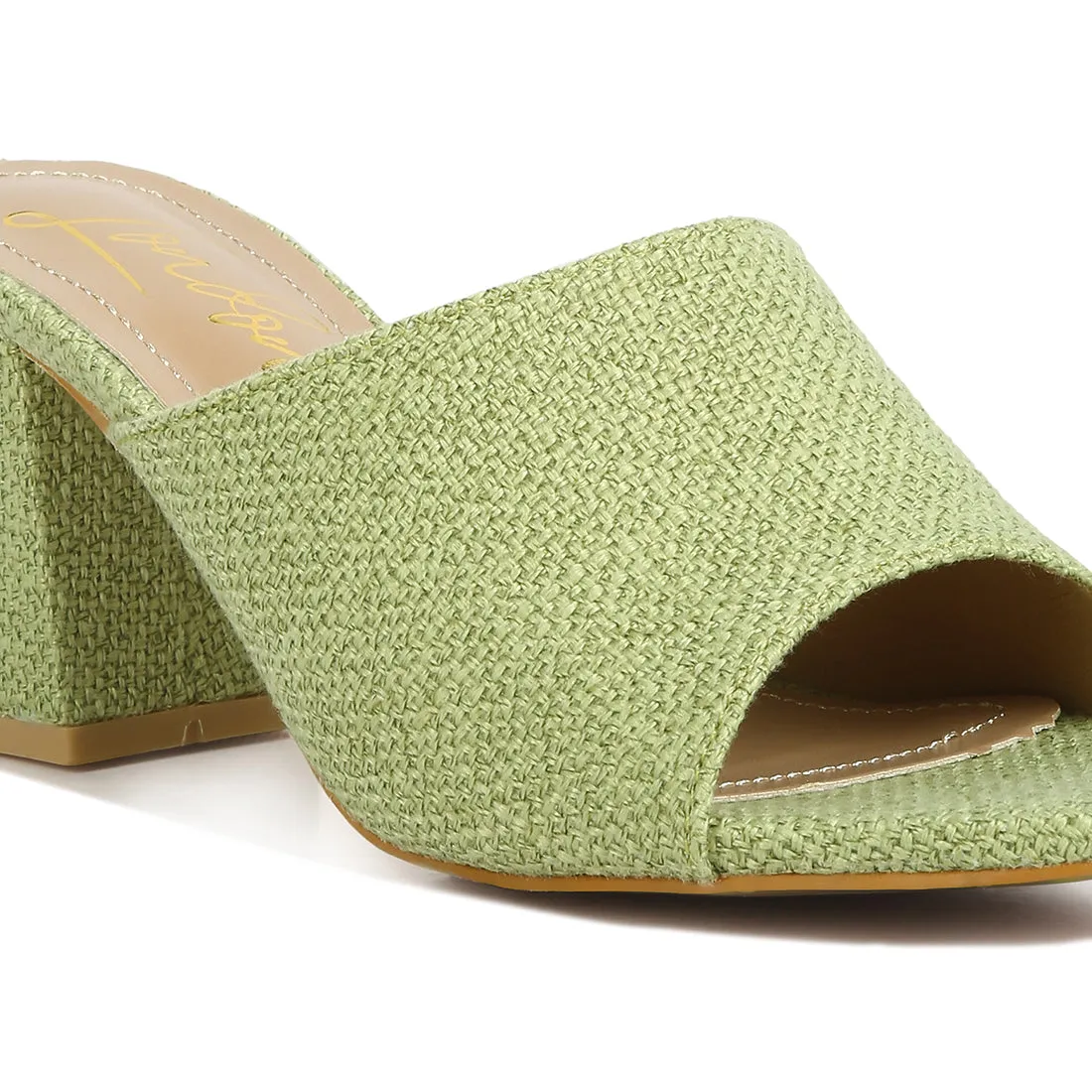 Block Heel Slip On Sandals