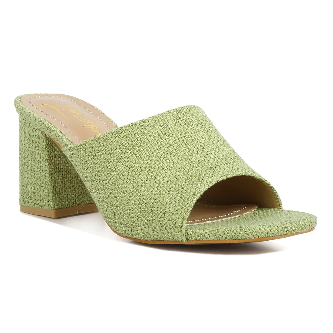 Block Heel Slip On Sandals