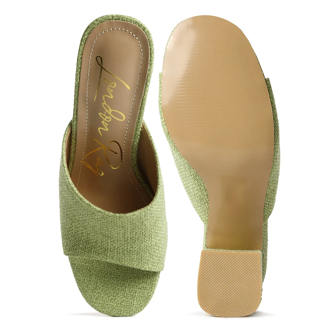 Block Heel Slip On Sandals