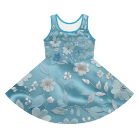 Blue Flowers Girls' Sleeveless Sundress