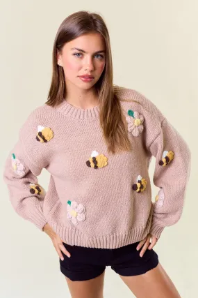 Blush Pink Bee Knit Sweater