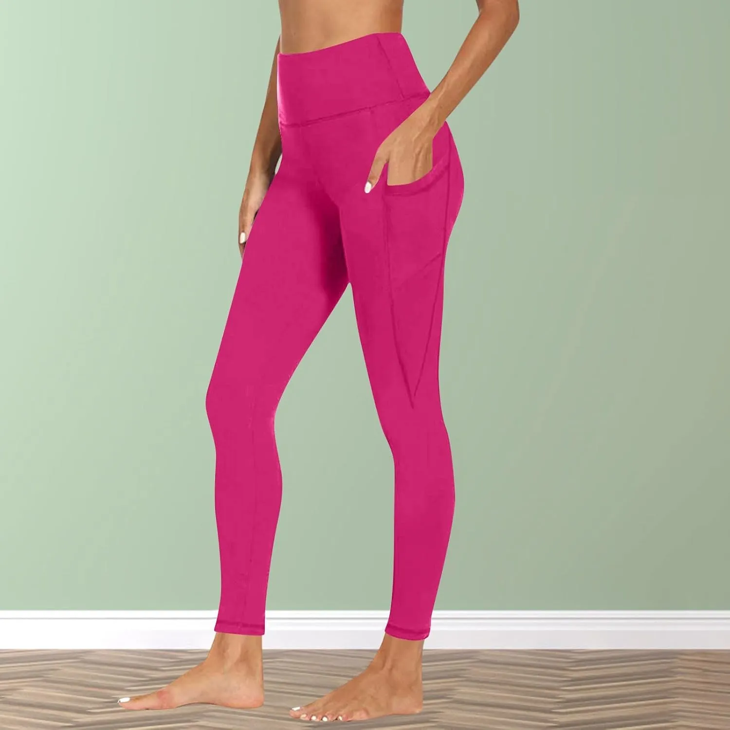 Butt Lifting Leggings for Women Tummy Control High Waist Leggings Workout Yoga Pants with Pockets Stretchy Trousers