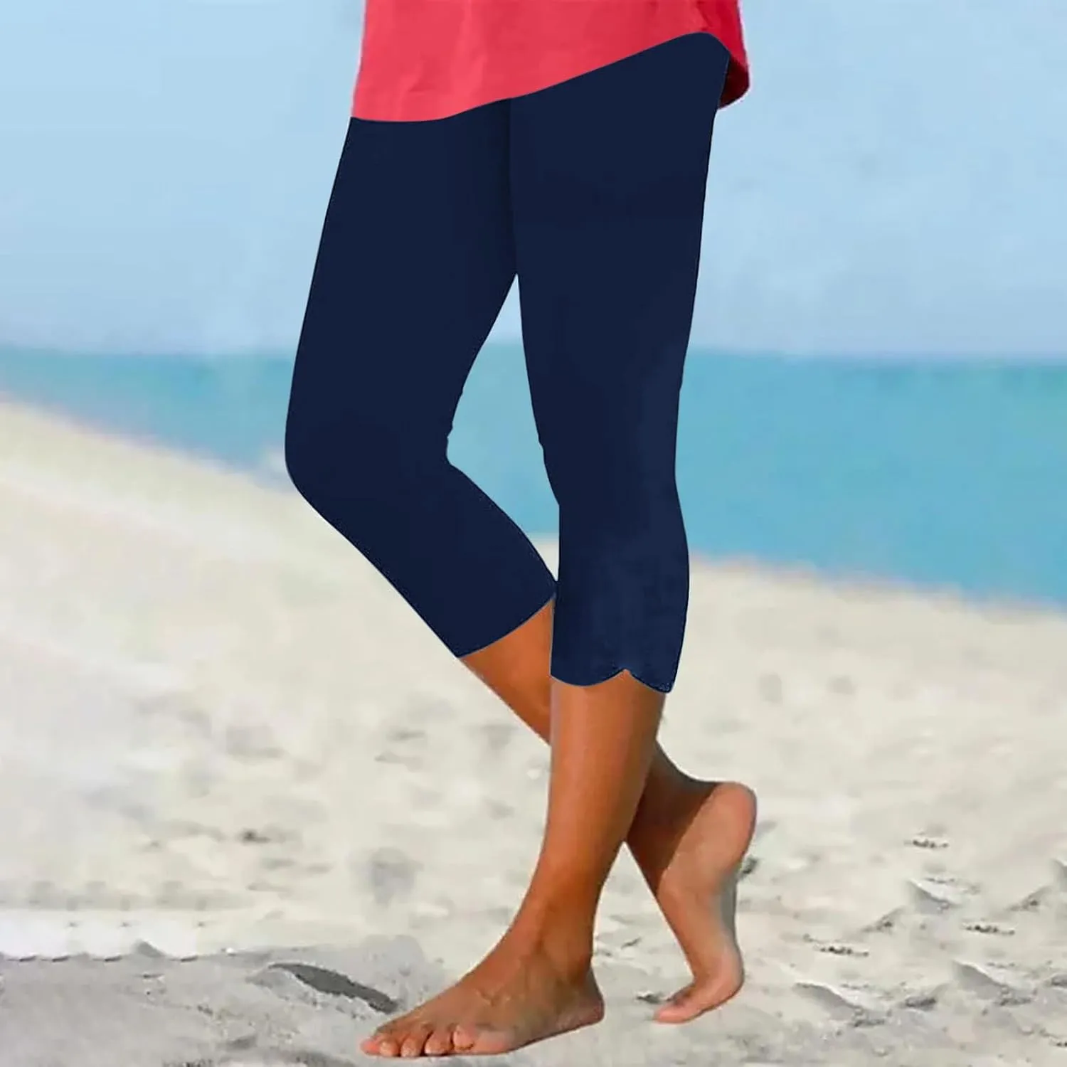 Capri Leggings for Women Dressy Cropped High Waist Yoga Pants Comfy Stretchy Leggings Workout Compression Shorts