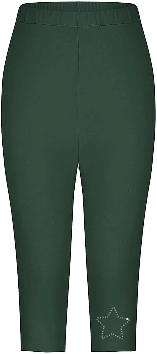Capri Leggings for Women Summer Rhinestone Dressy Cropped High Waist Stretchy Yoga Pants Compression Workout Leggings