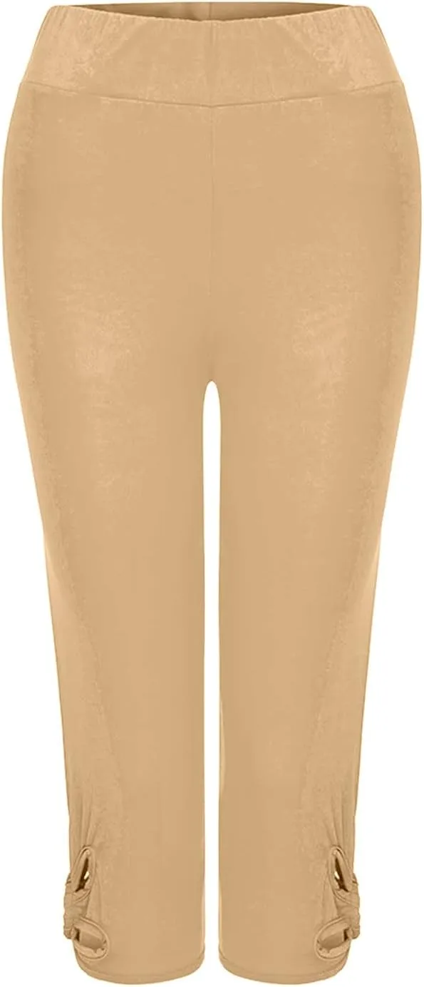 Capri Leggings for Women Summer Tummy Control High Waist Hollow Out Capris Leggings Stretchy Workout Yoga Pants