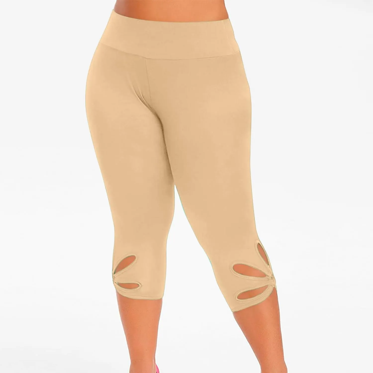 Capri Leggings for Women Summer Tummy Control High Waist Hollow Out Capris Leggings Stretchy Workout Yoga Pants