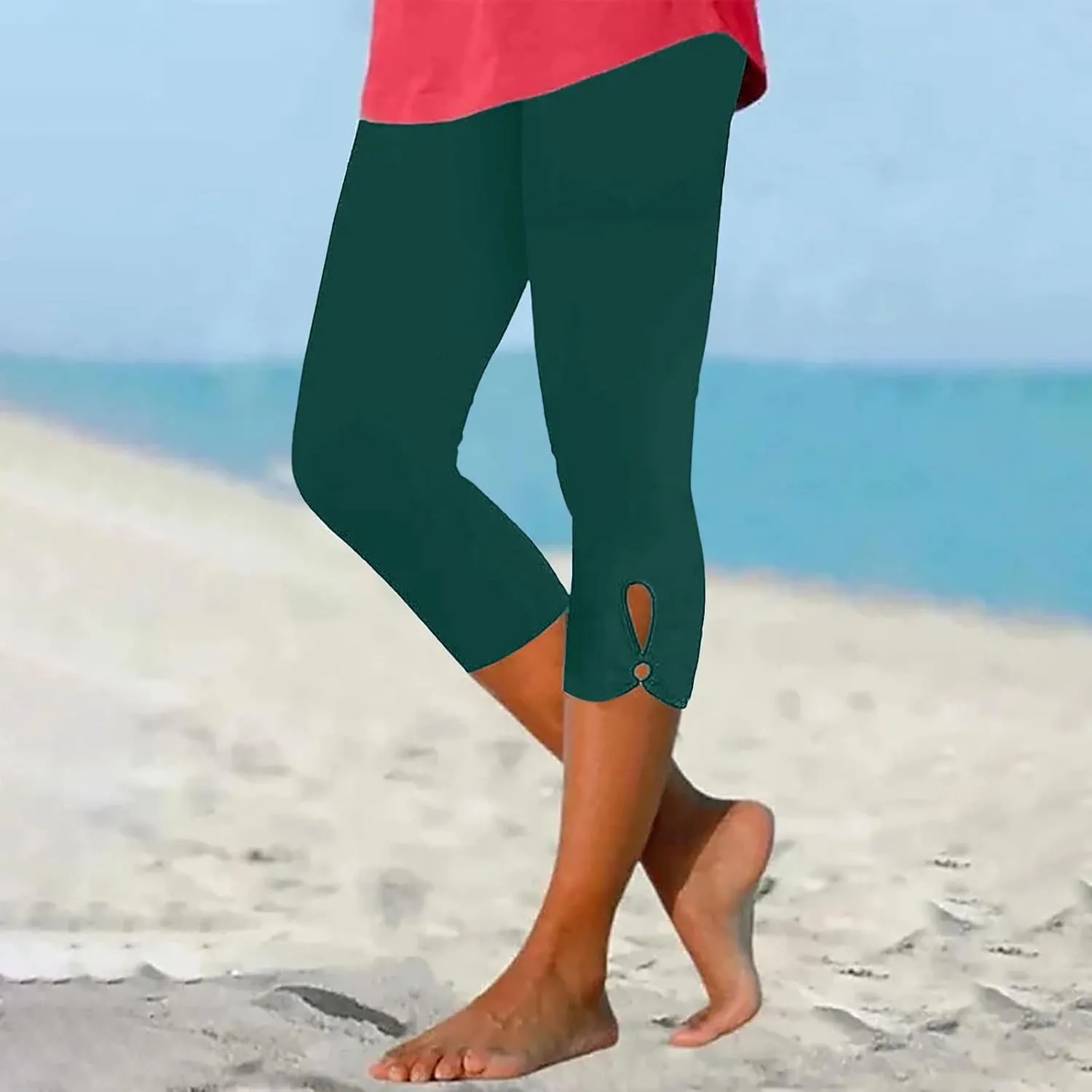 Capris Leggings for Women Summer Dressy Cropped High Waist Yoga Pants Stretchy Leggings Workout Compression Pant