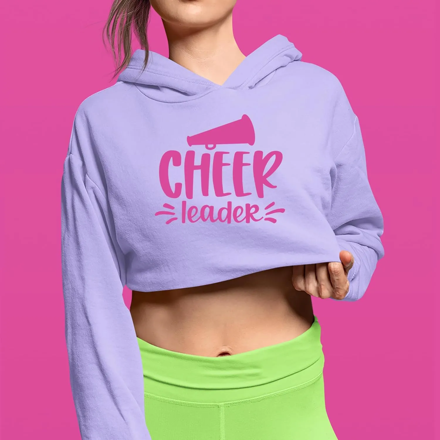 Cheerleader Bullhorn Cropped Fleece Hoodie, Soft & Cozy, Trendy Fit