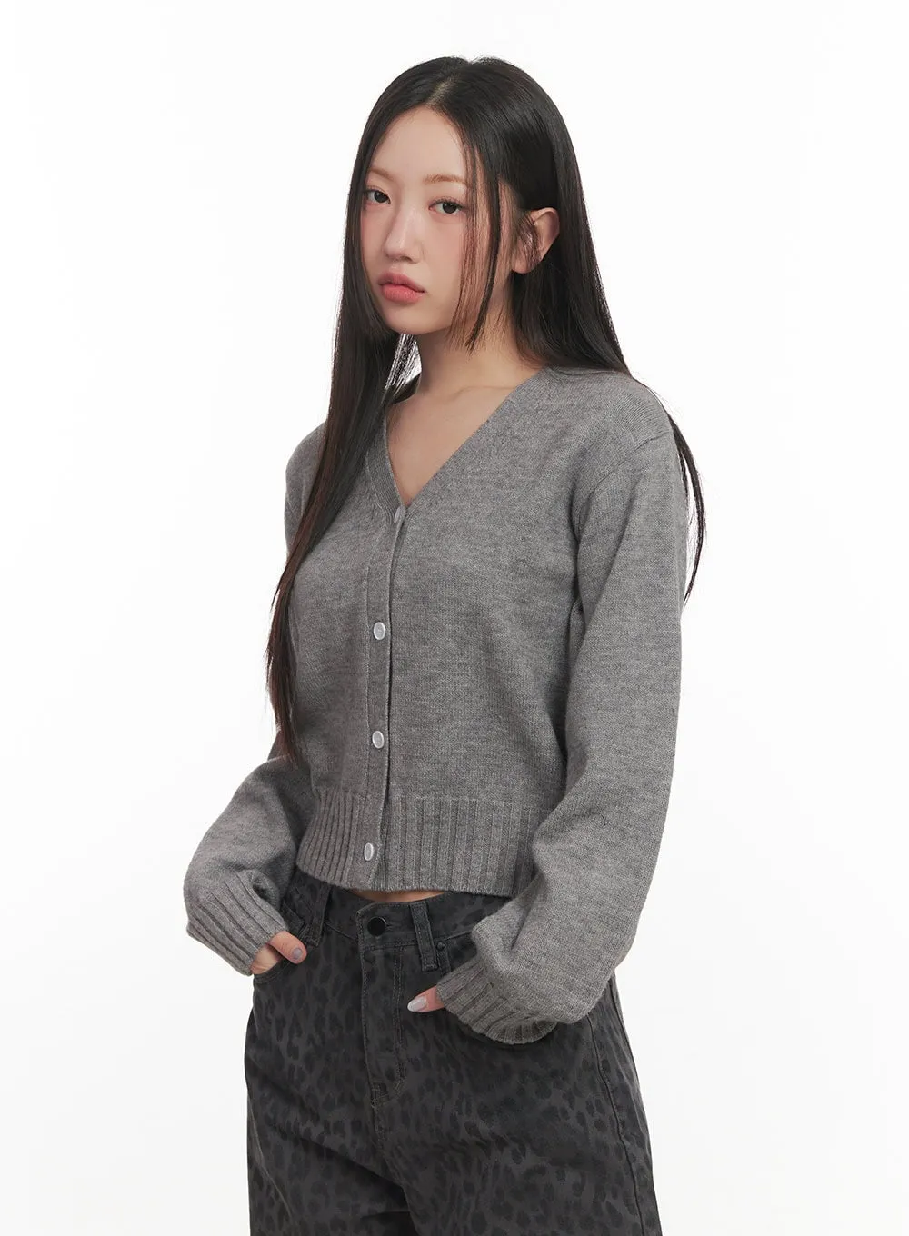 Classic Button V-Neck Cardigan CF524