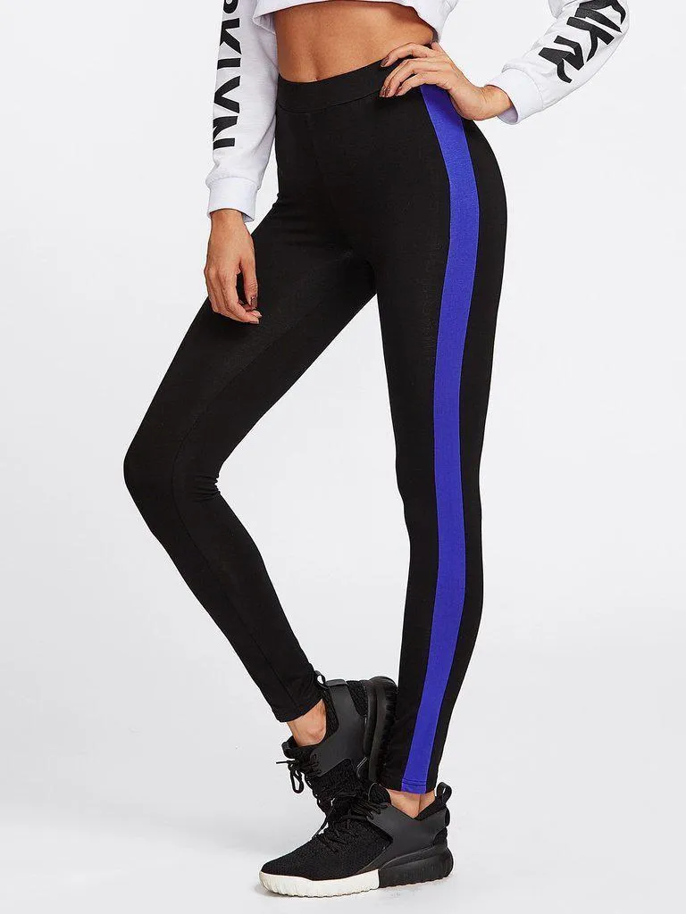 Contrast Panel Side Leggings