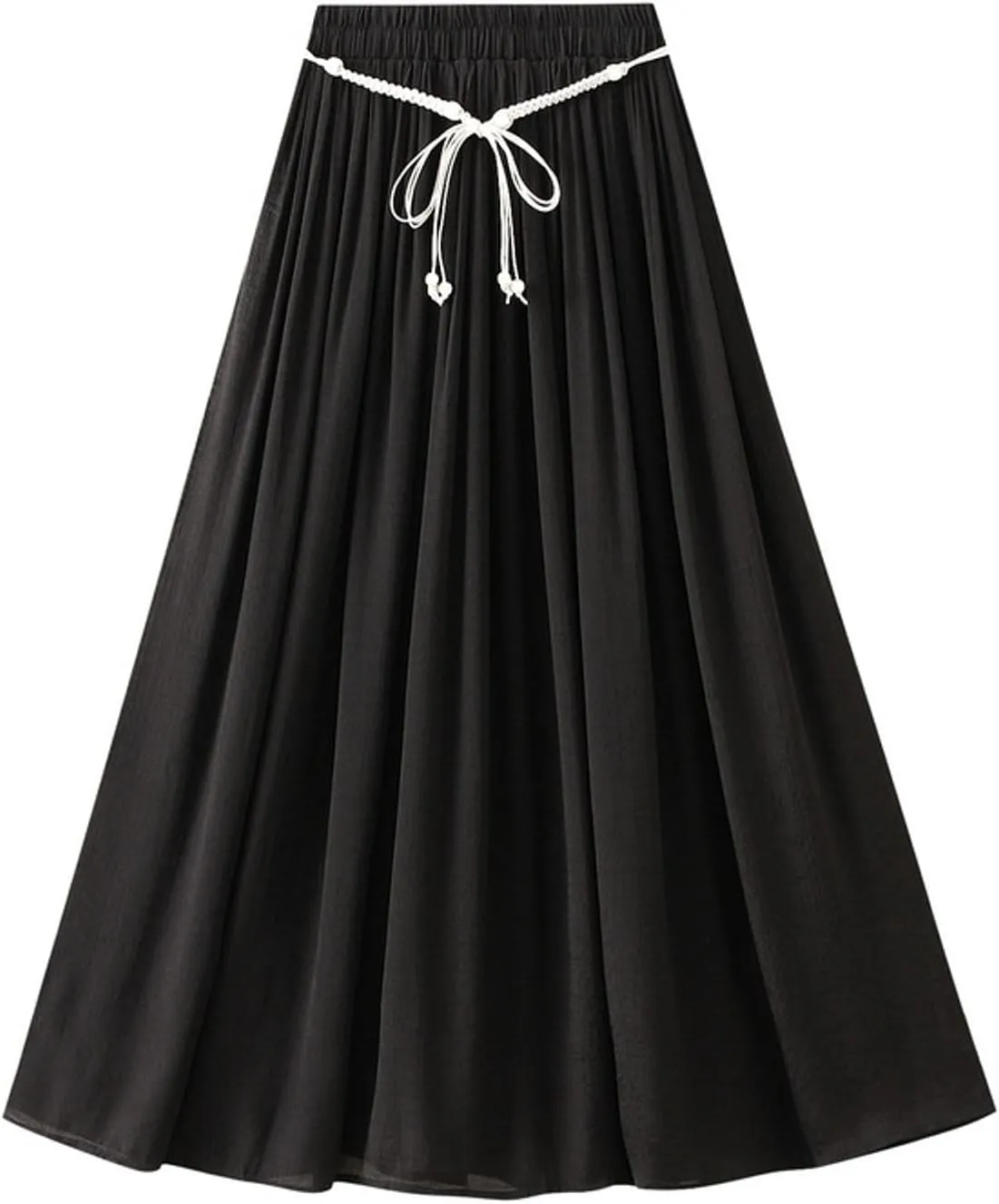 Cotton Linen Skirt for Women High Waist Maxi Skirts with Lining A-Line Skirt Flowy Summer Boho Skirts 2025 Trendy