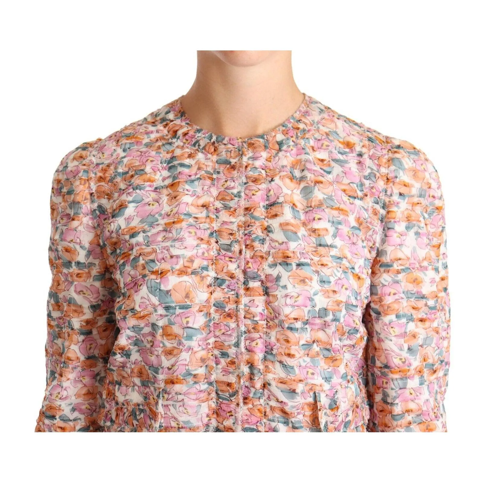 Dolce & Gabbana Elegant Floral Silk Trench Coat