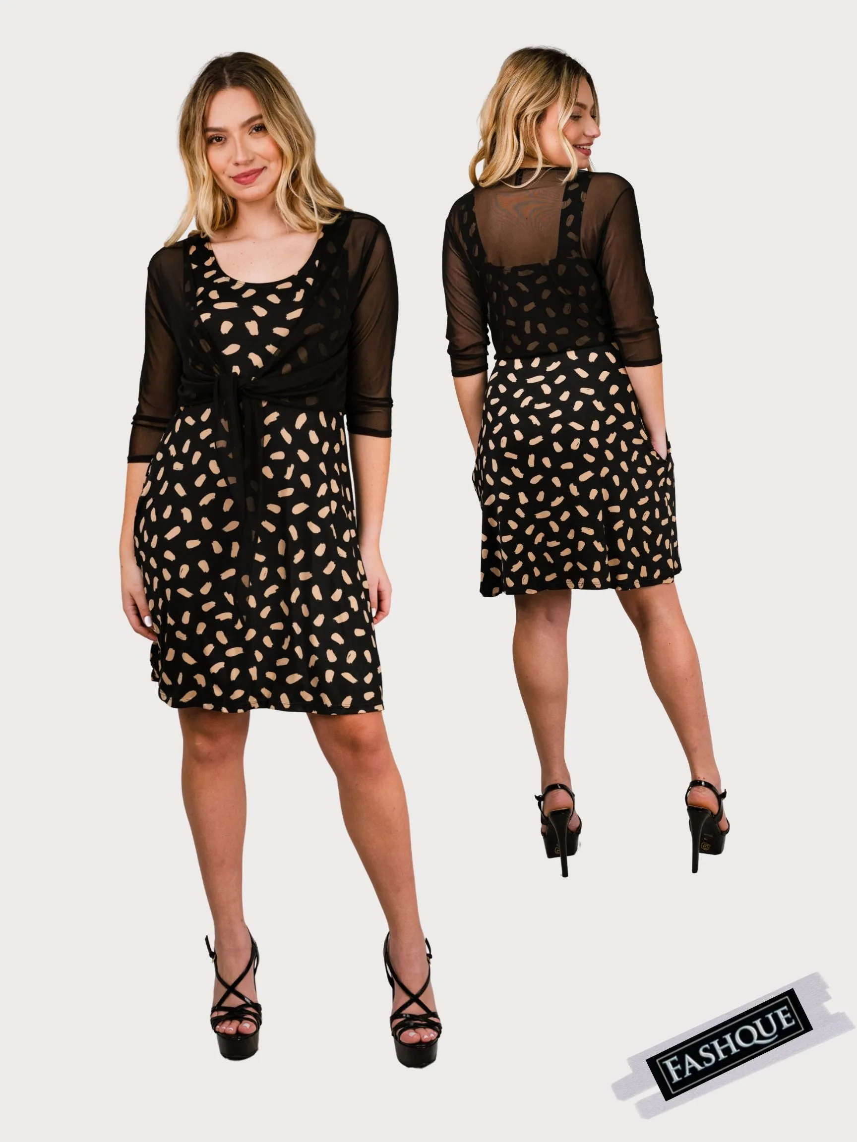 FASHQUE - SUNDRESS - Skater Style tank dress with square back with Pockets - D061