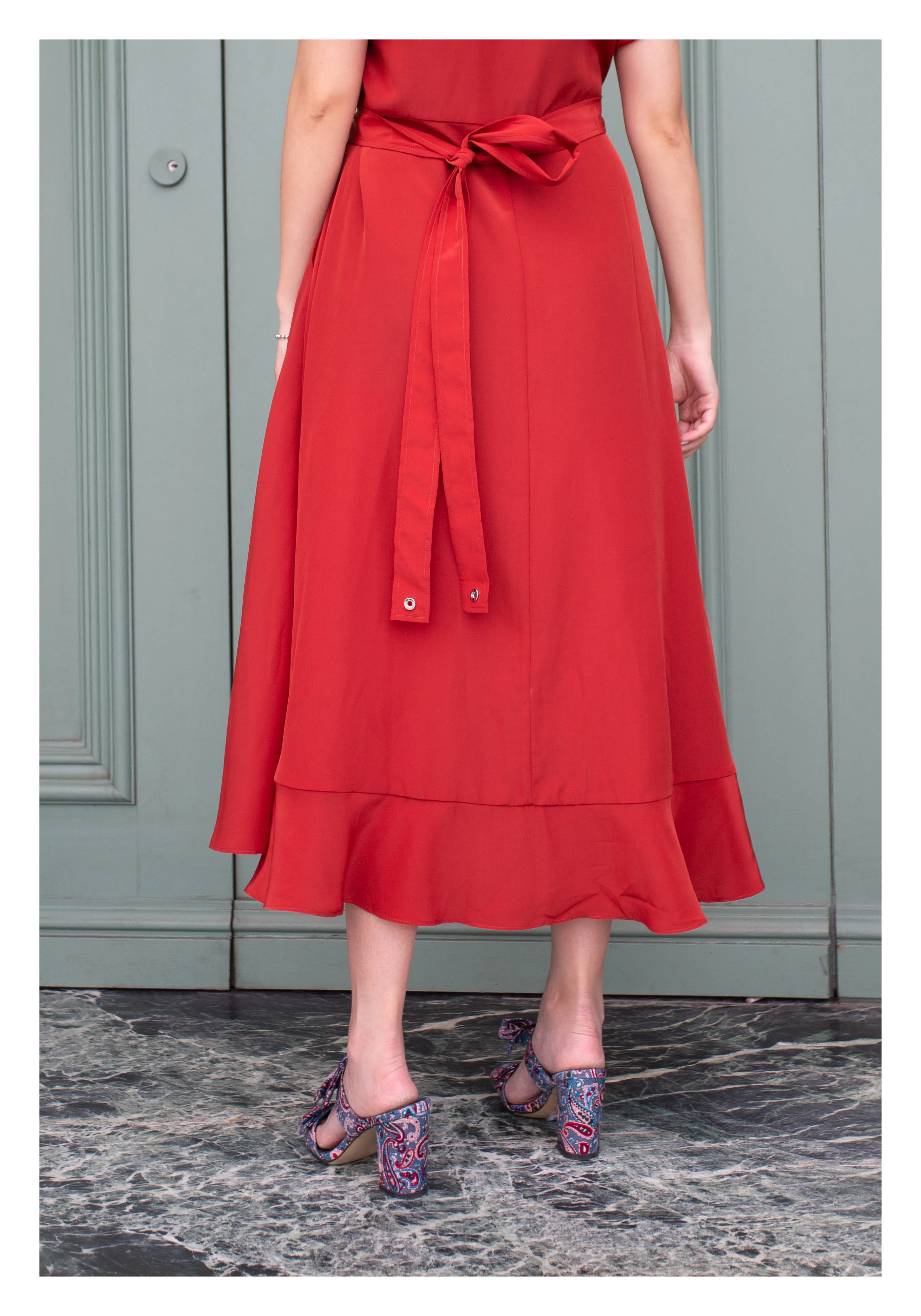 Feminine Cargo Wrap Dress Red