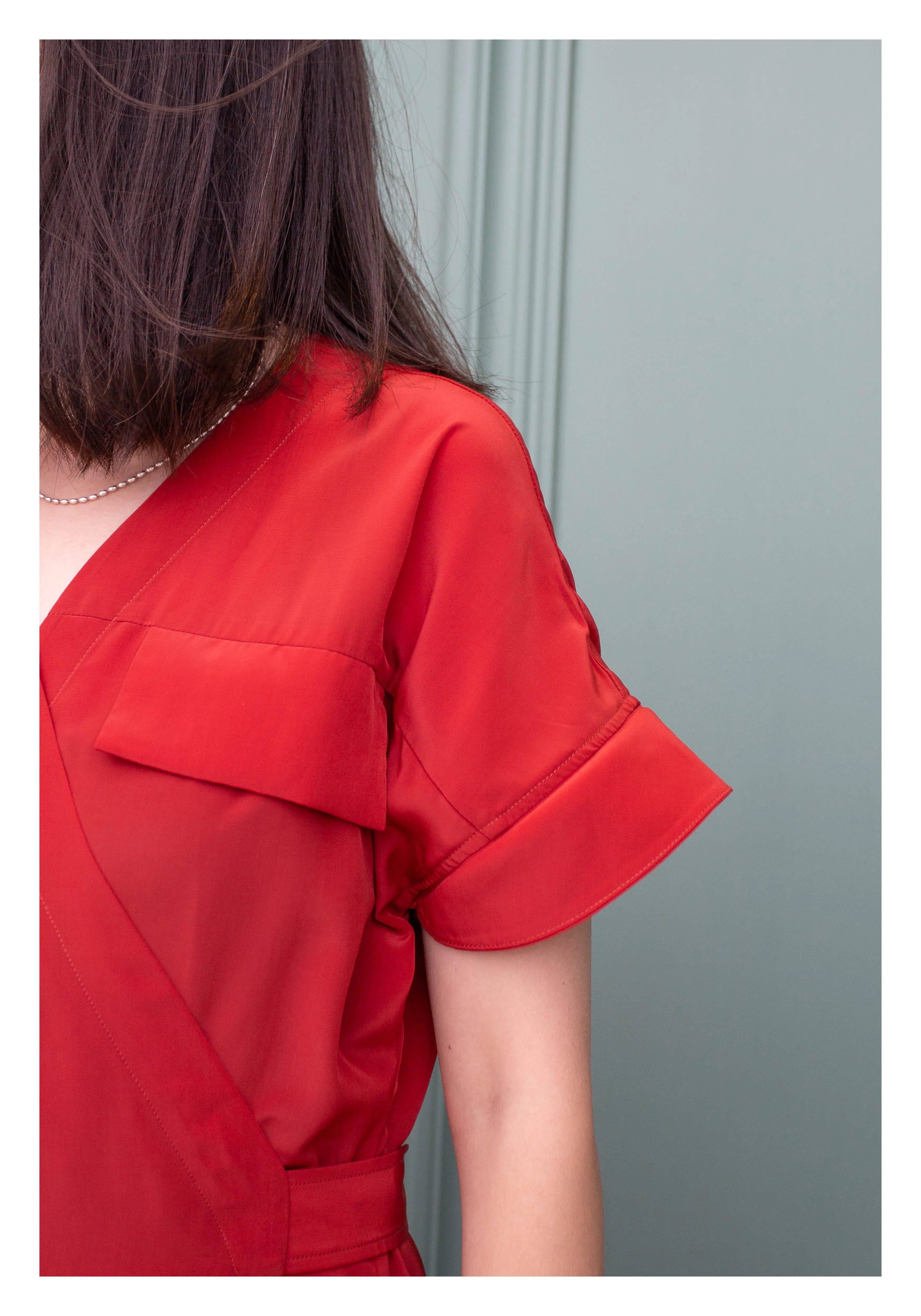 Feminine Cargo Wrap Dress Red