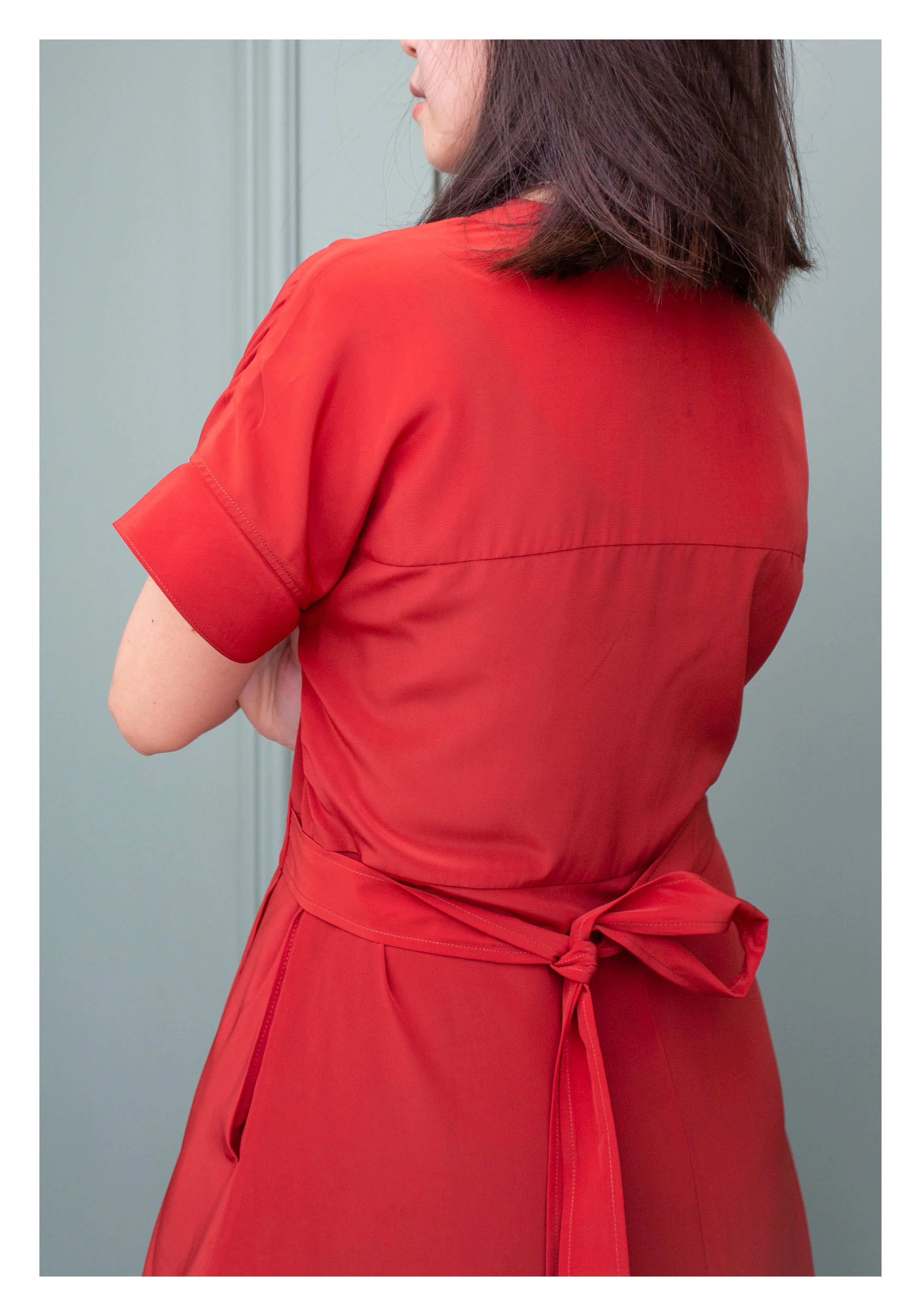 Feminine Cargo Wrap Dress Red