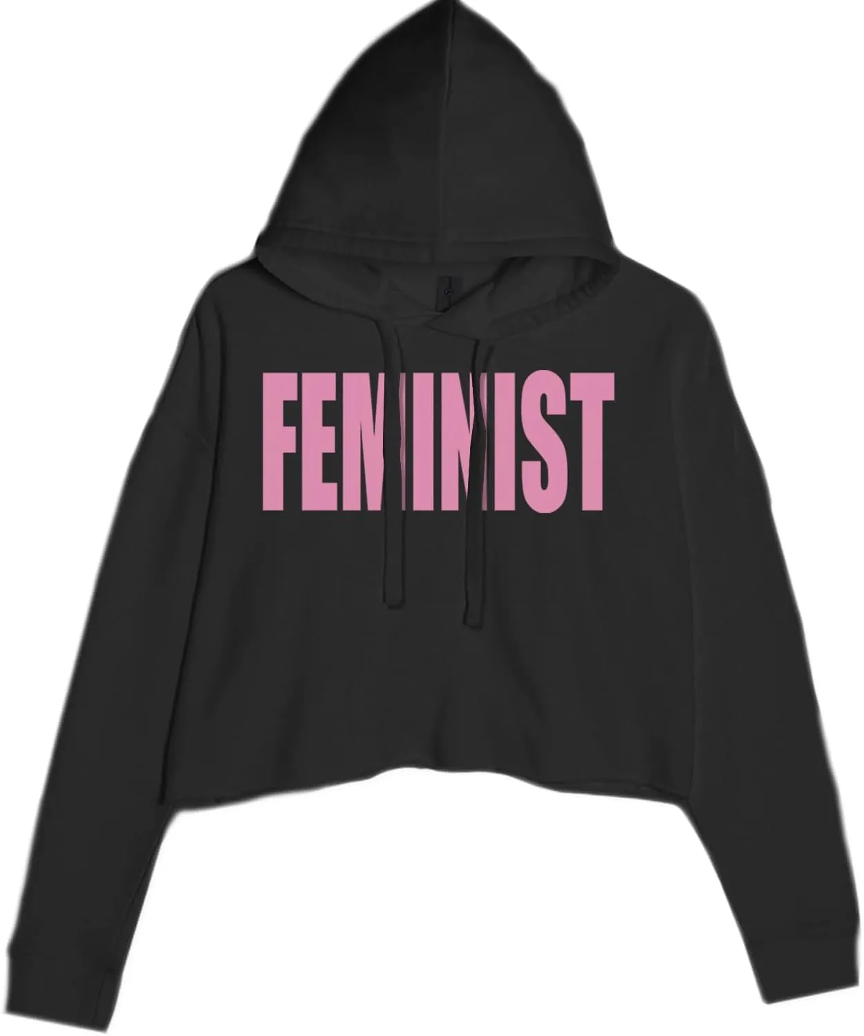 Feminist (Pink Print) Cropped Fleece Hoodie, Soft & Cozy, Trendy Fit