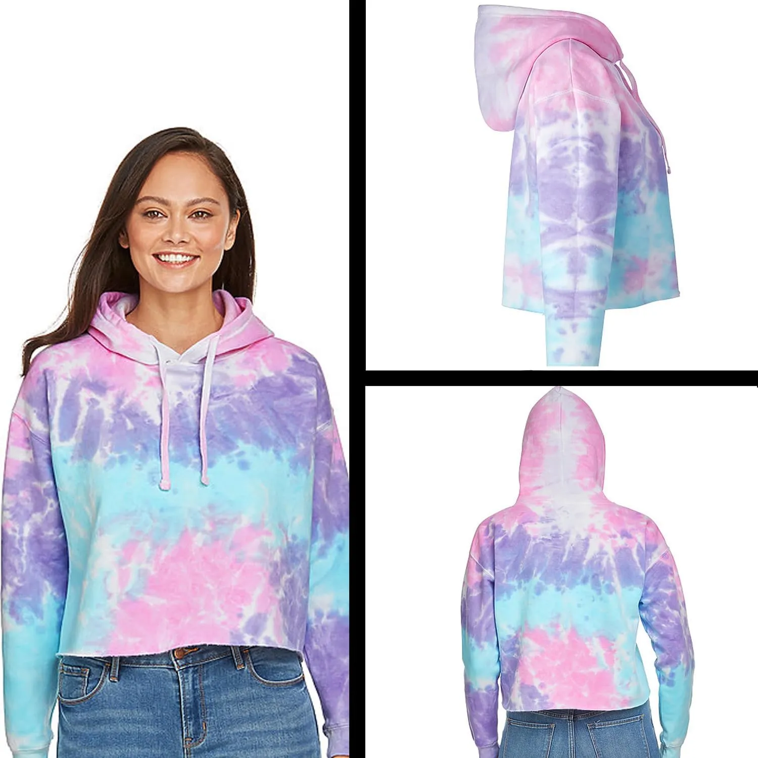 Feminist (Pink Print) Cropped Fleece Hoodie, Soft & Cozy, Trendy Fit