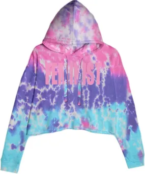 Feminist (Pink Print) Cropped Fleece Hoodie, Soft & Cozy, Trendy Fit