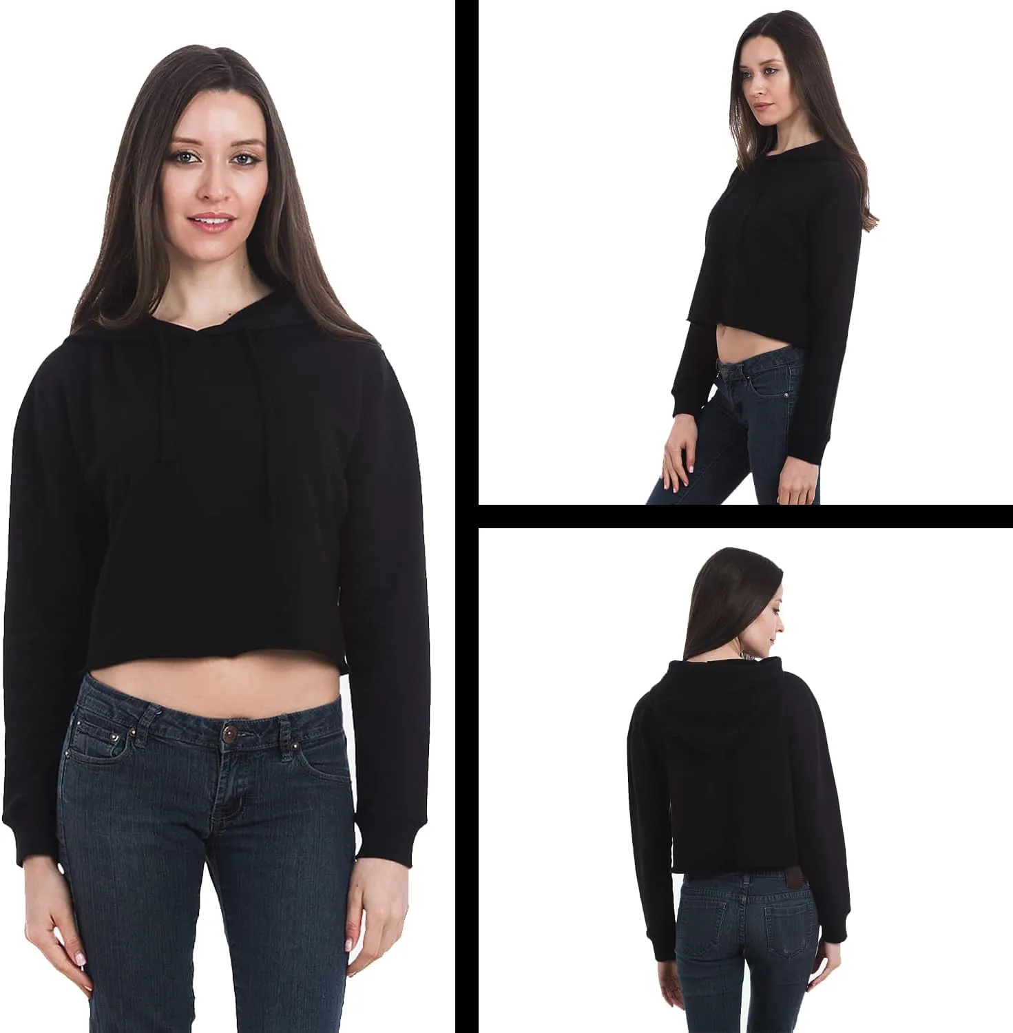 Feminist (Pink Print) Cropped Fleece Hoodie, Soft & Cozy, Trendy Fit
