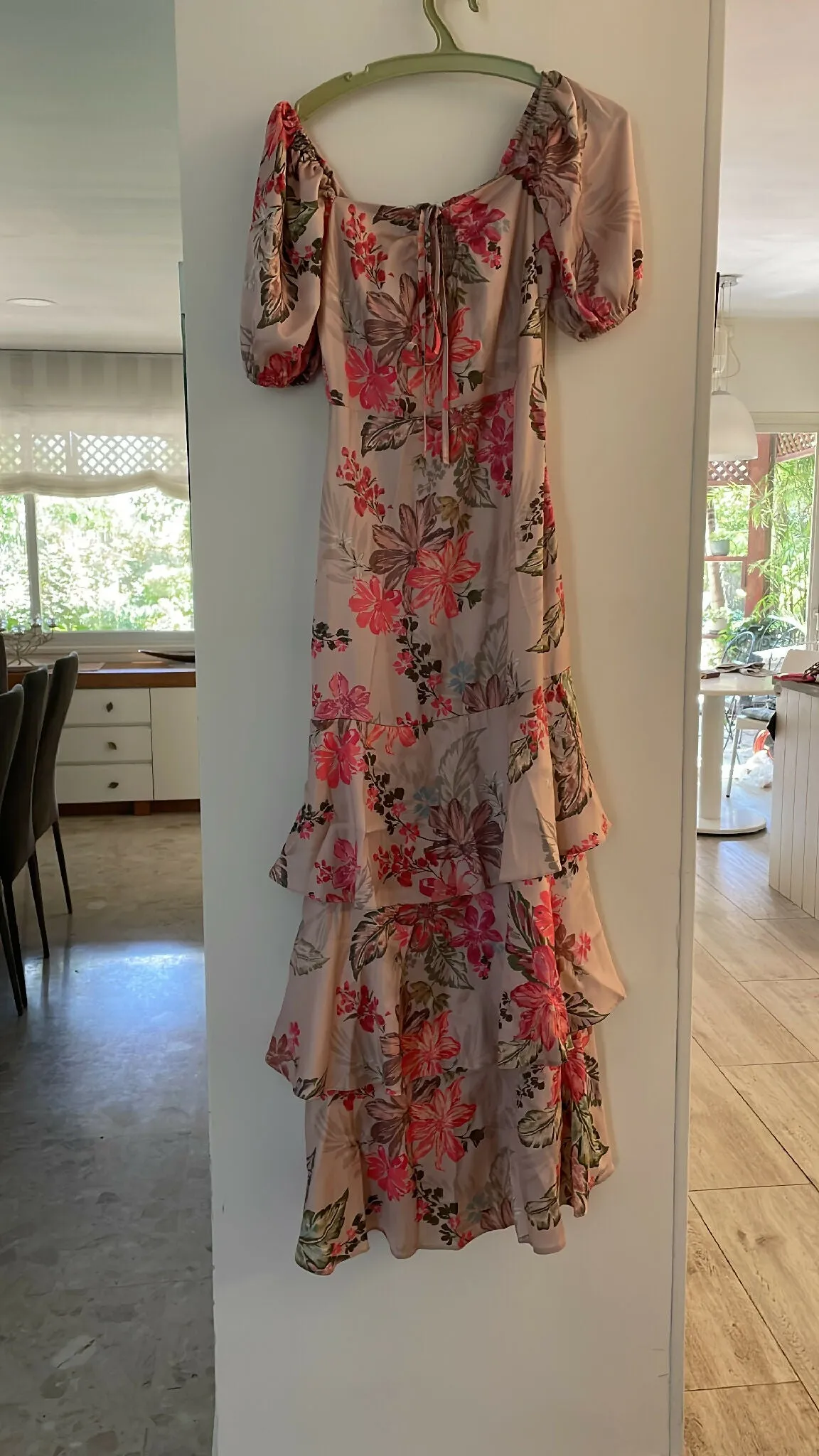 Floral Pink-Beige Feminine Gown