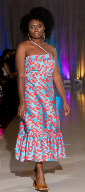 Flow by Tara Davis- Gekiia Organic Cotton Print Midi Sundress