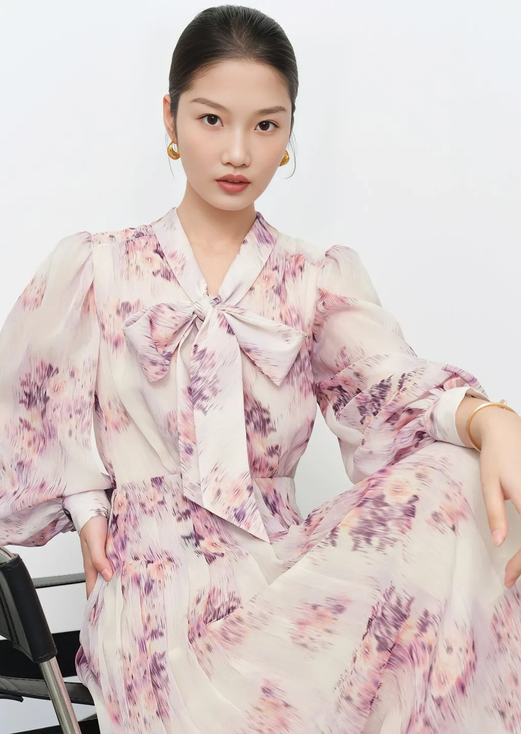 FLOWER CHIFFON DRESS