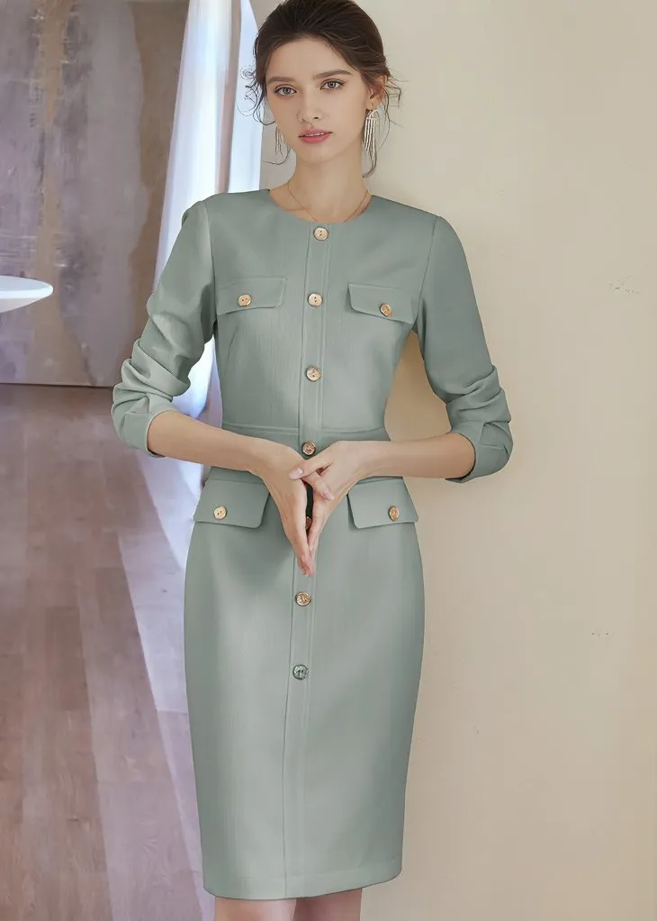 FRONT BUTTON TIGHT DRESS