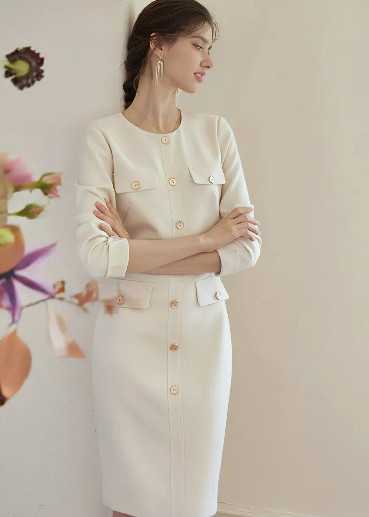 FRONT BUTTON TIGHT DRESS