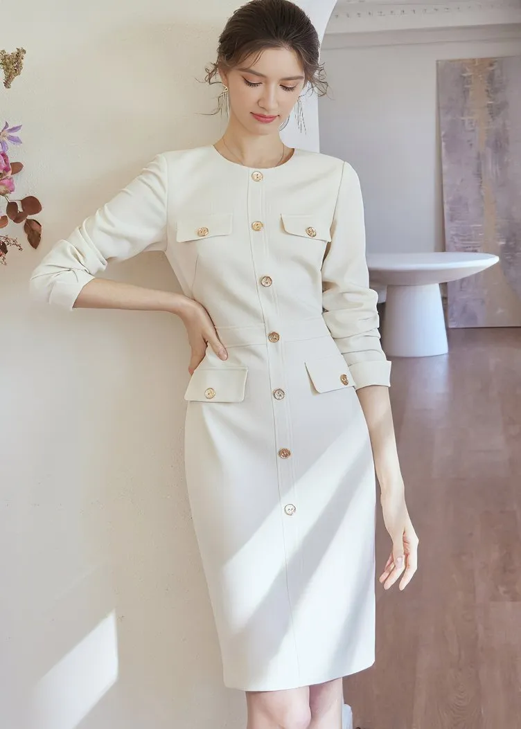 FRONT BUTTON TIGHT DRESS