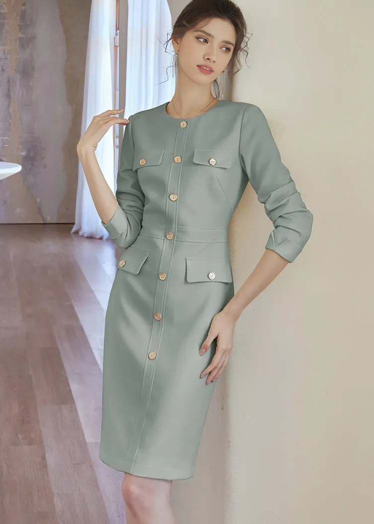 FRONT BUTTON TIGHT DRESS