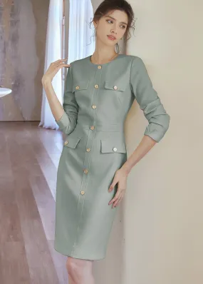 FRONT BUTTON TIGHT DRESS
