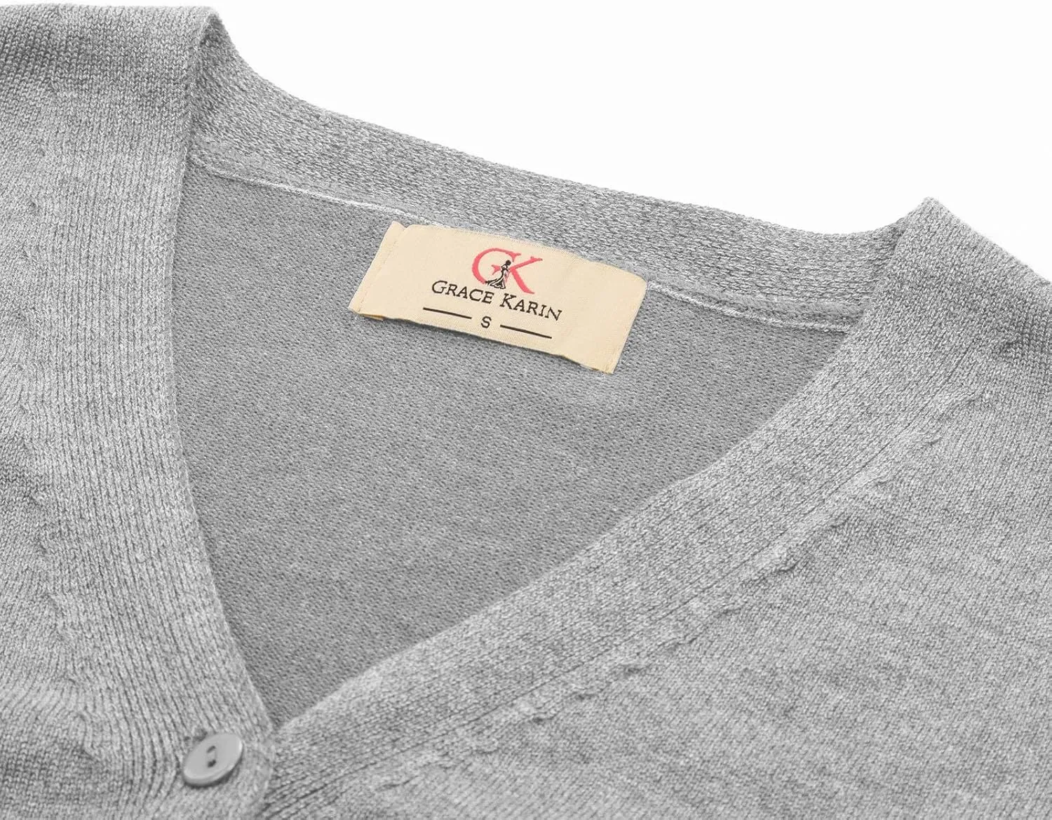 GRACE KARIN Women's Long Sleeve Button Down Vee Neck Classic Sweater Knit Cardigan