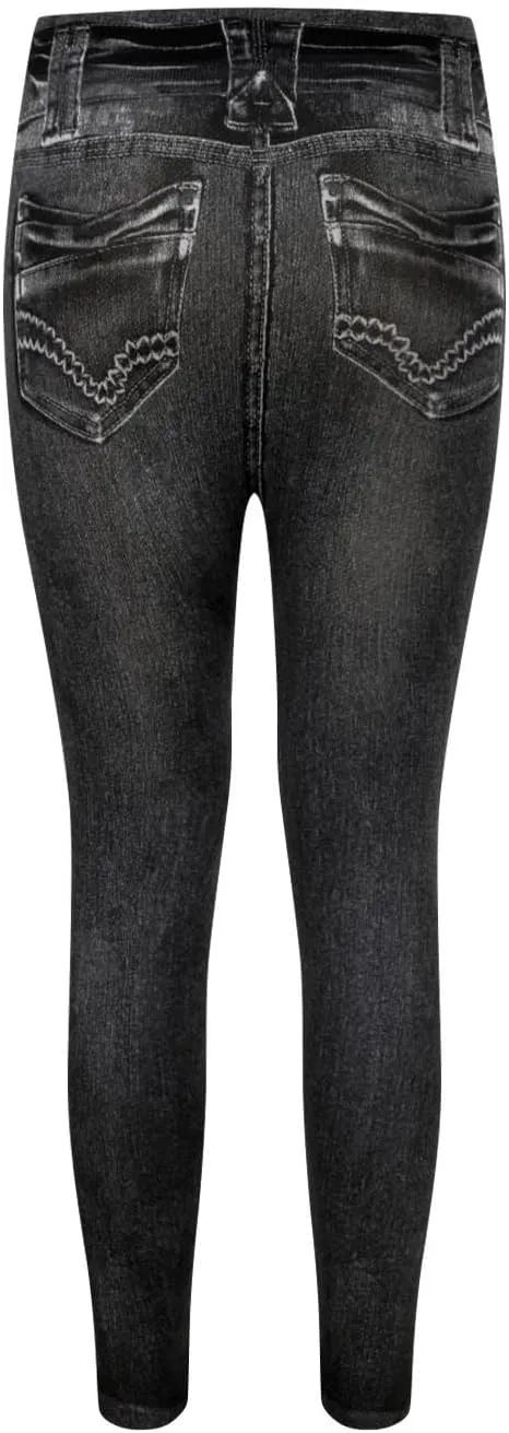 hlysgo Pull On Womens Jeans Leggings Stretchy High Waisted Skinny Denim Trouser Pants Trendy Jean Look Leggings