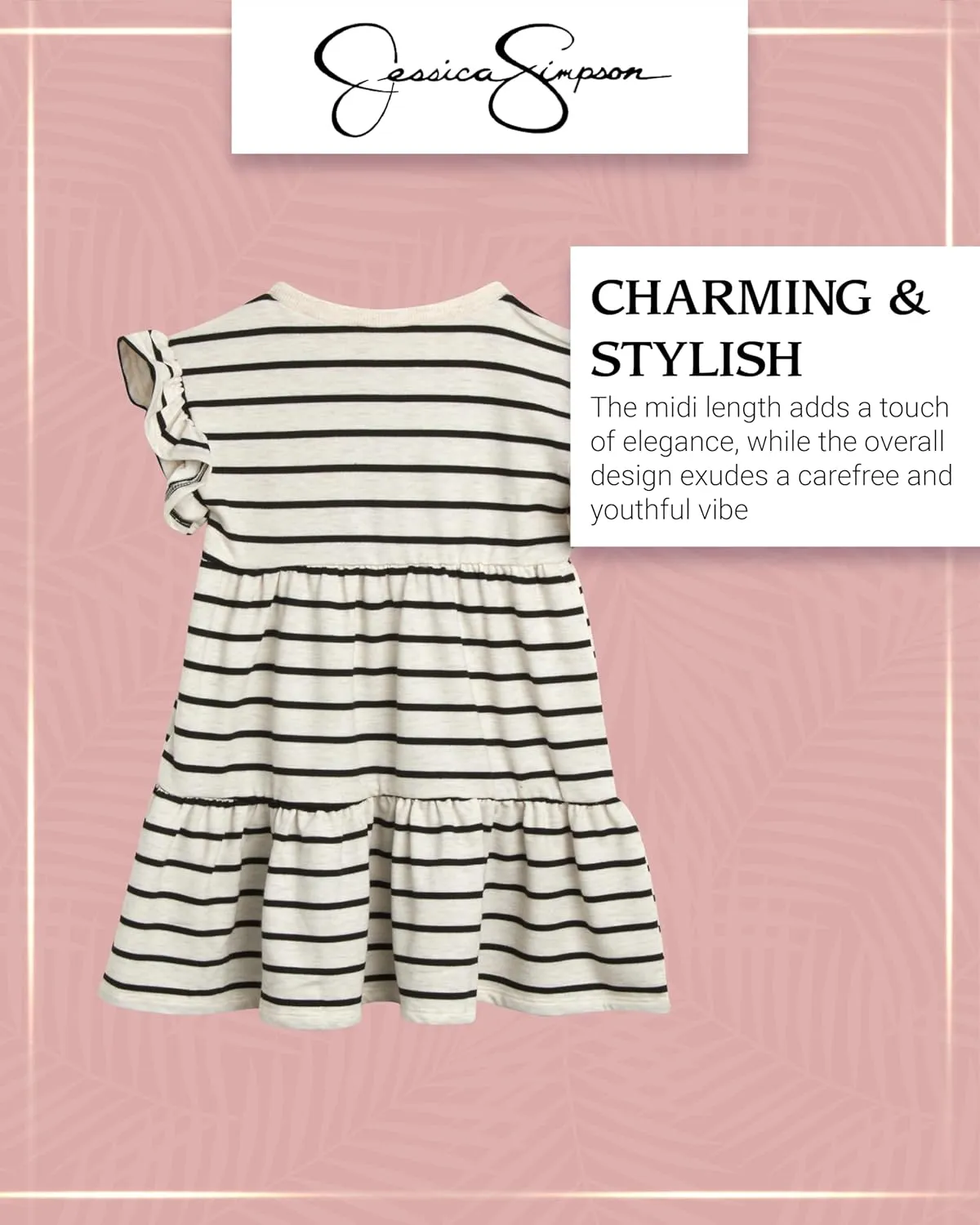 Jessica Simpson Girls' Dress - Lightweight Ruffle Sleeve Sundress - Casual Midi Summer Dress for Girls (4-16)