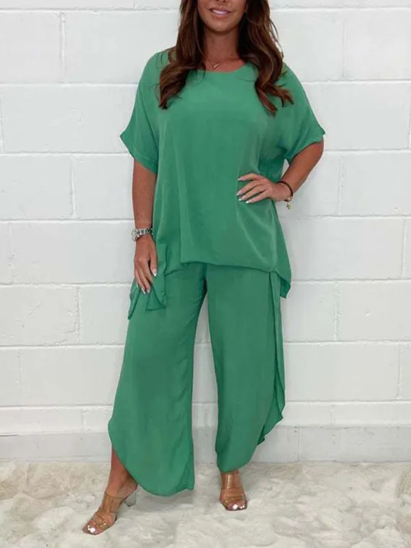 Kate New Women's Light And Breathable Split Side Wide-Leg Pants Suit