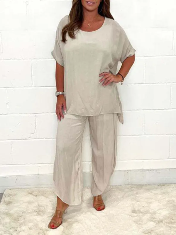 Kate New Women's Light And Breathable Split Side Wide-Leg Pants Suit