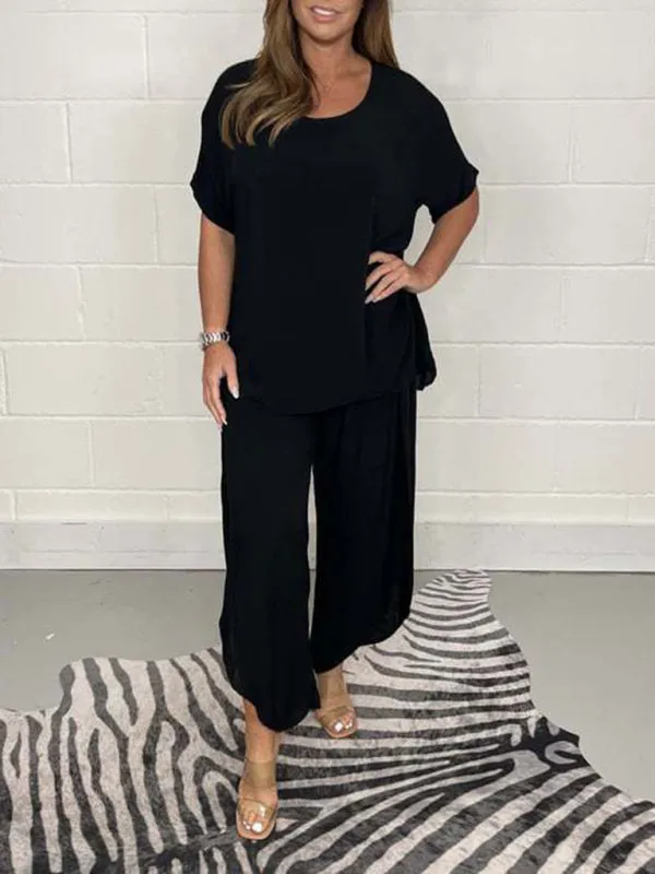 Kate New Women's Light And Breathable Split Side Wide-Leg Pants Suit