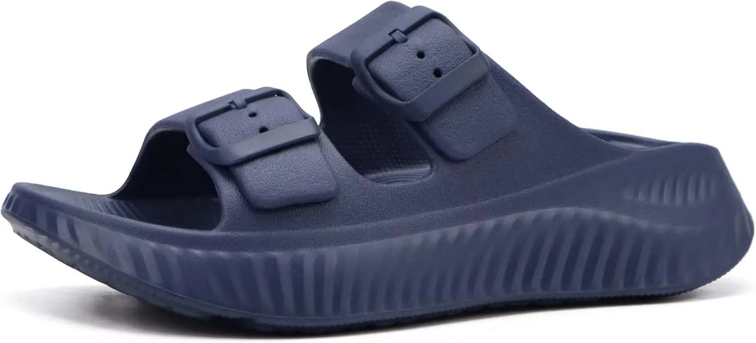 KuaiLu Womens Recovery Sandals With Comfortable Plantar Fasciitis Arch Support, Orthotic Adjustable Thick Cushion Sport Slides Reduces Stress on Feet, Joints & Back Post-Exercise