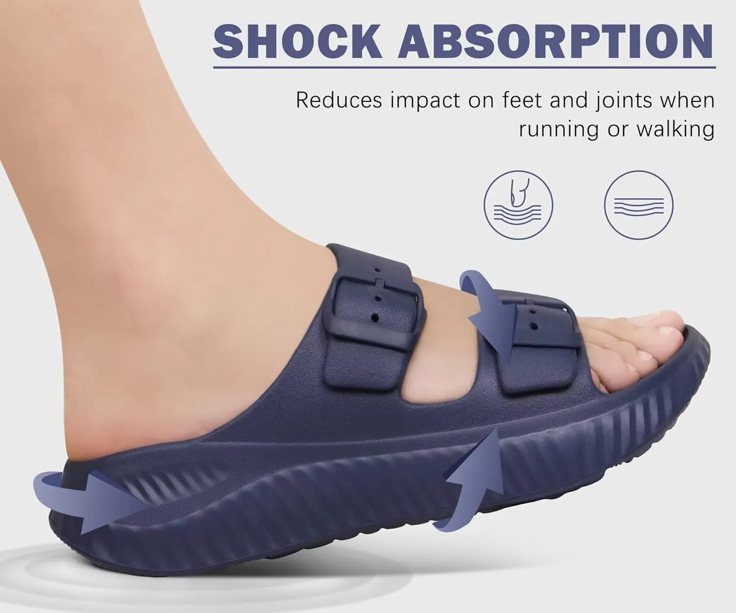 KuaiLu Womens Recovery Sandals With Comfortable Plantar Fasciitis Arch Support, Orthotic Adjustable Thick Cushion Sport Slides Reduces Stress on Feet, Joints & Back Post-Exercise