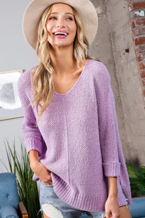 Lavender Crew Neck Knit Sweater